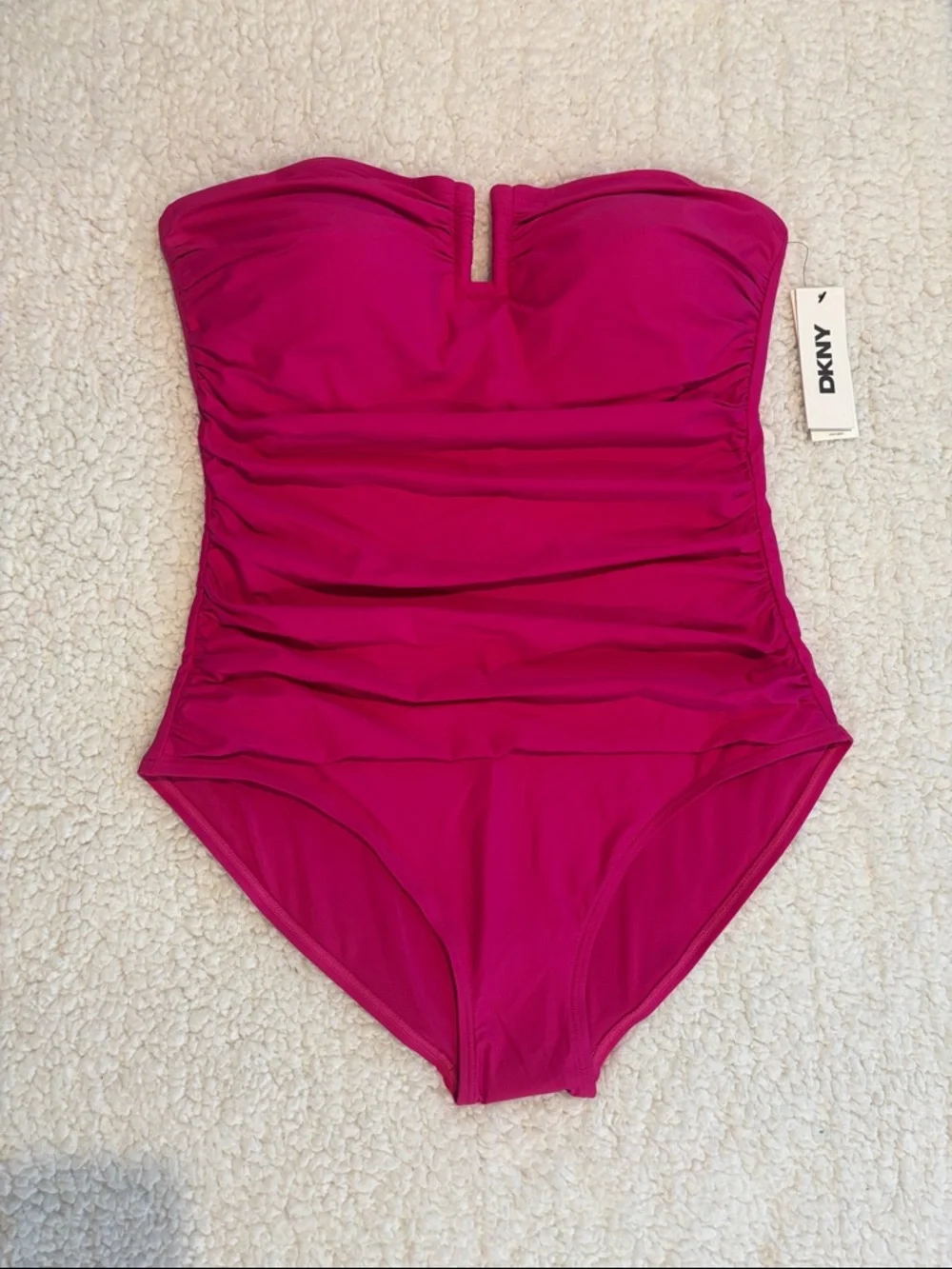 DKNY Fuchsia Strapless One-Piece Swimsuit - Picture 1 of 4